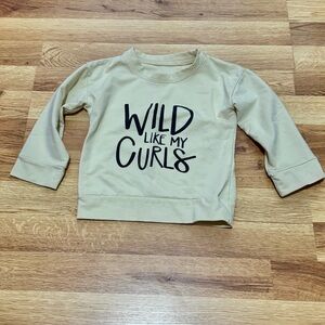Wild Like My Curls Kids Crewneck Sweatshirt - Beige, size 90 (2T)